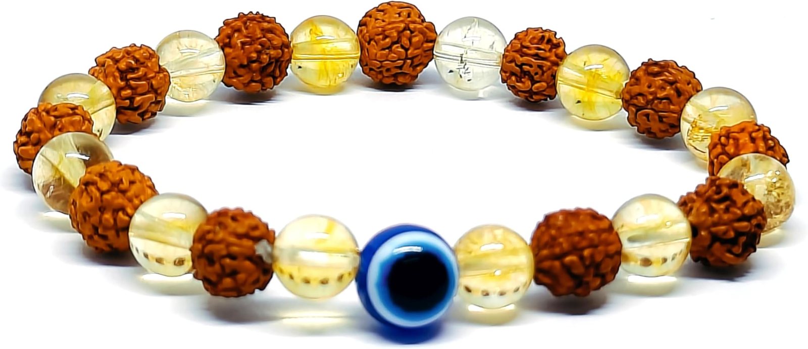 Citrine+Rudraksh+Evil Eye Bracelet
