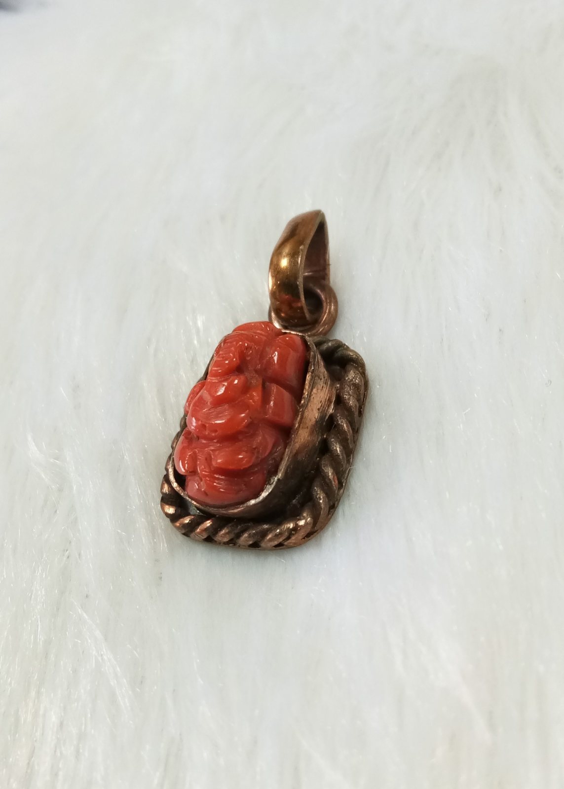 Coral Ganesh Pendant